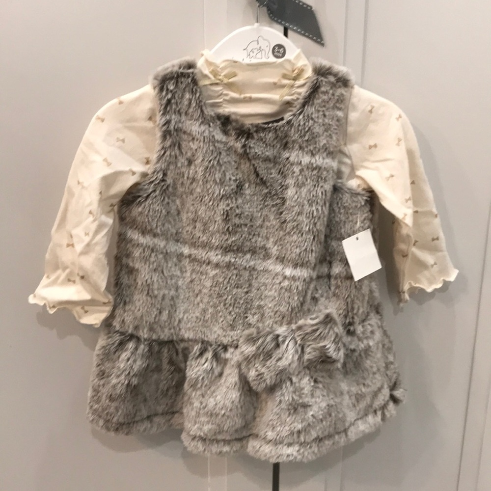 NWT faux fur dress with shirt. First impressions